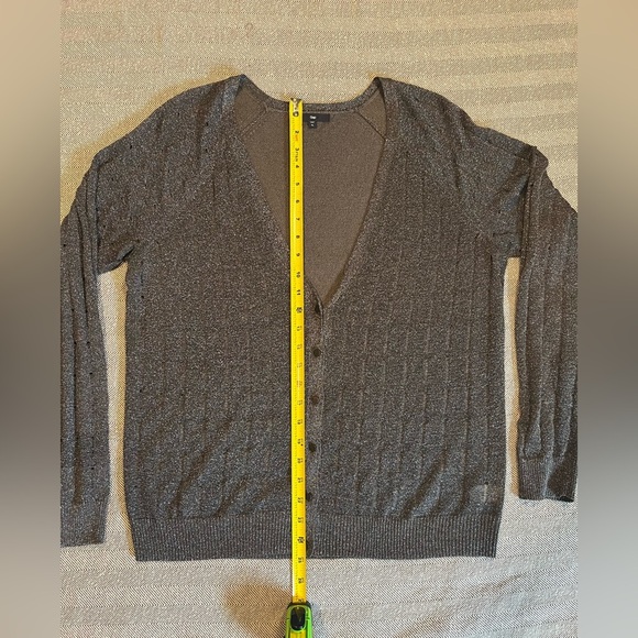 Gap Gray Shimmer Button-Up Cardigan Size XL - Picture 9 of 10